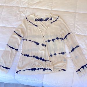 Long sleeve tie dye sheer blouse. Size large, brand is Lilyful.